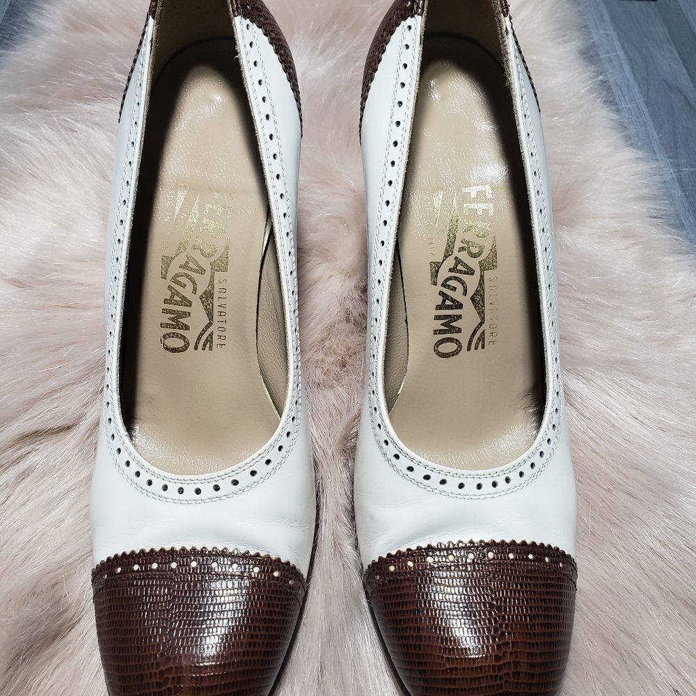 Salvatore Ferragamo Black and White Saddle shoes H